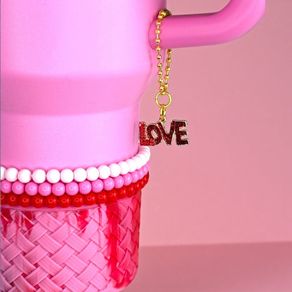 LOVE Word Glitter Handle Charm