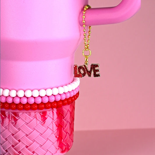 LOVE Word Glitter Handle Charm
