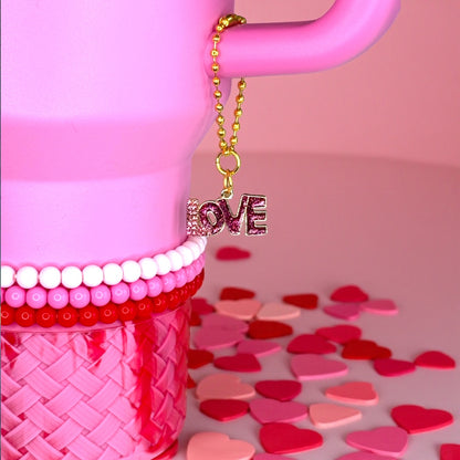 LOVE Word Glitter Handle Charm