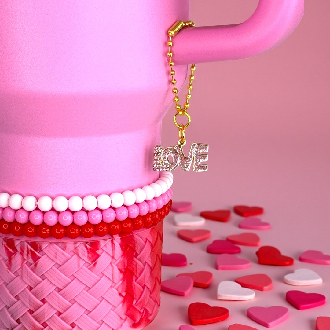 LOVE Word Glitter Handle Charm
