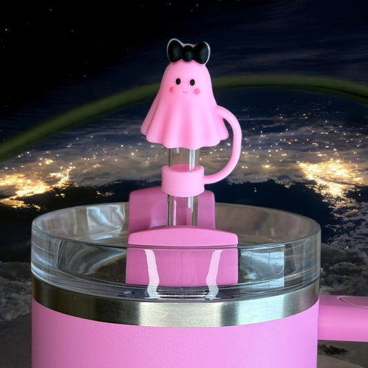 Pink Coquette Ghost Straw Topper