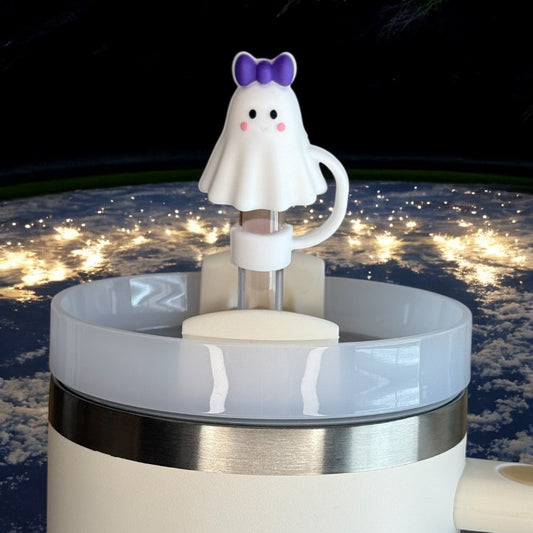 White Coquette Ghost Straw Topper