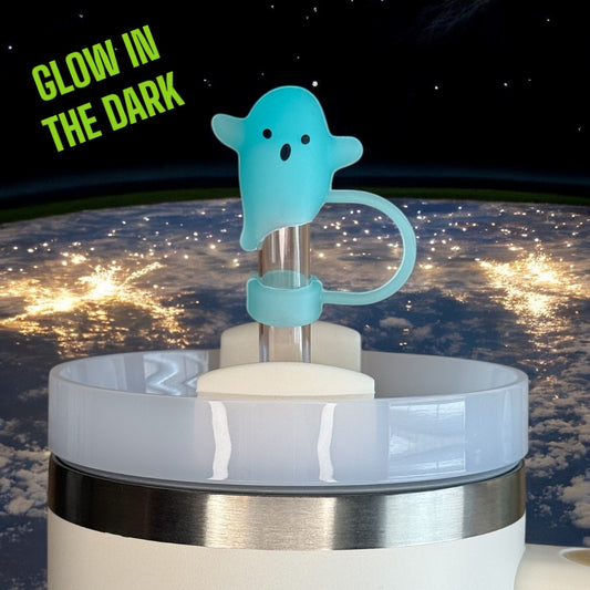 Glow Blue Ghost Straw Topper