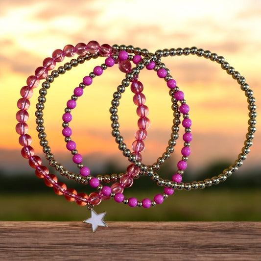 Pink Witch Stretchy Cup Bracelets (Set of 4)