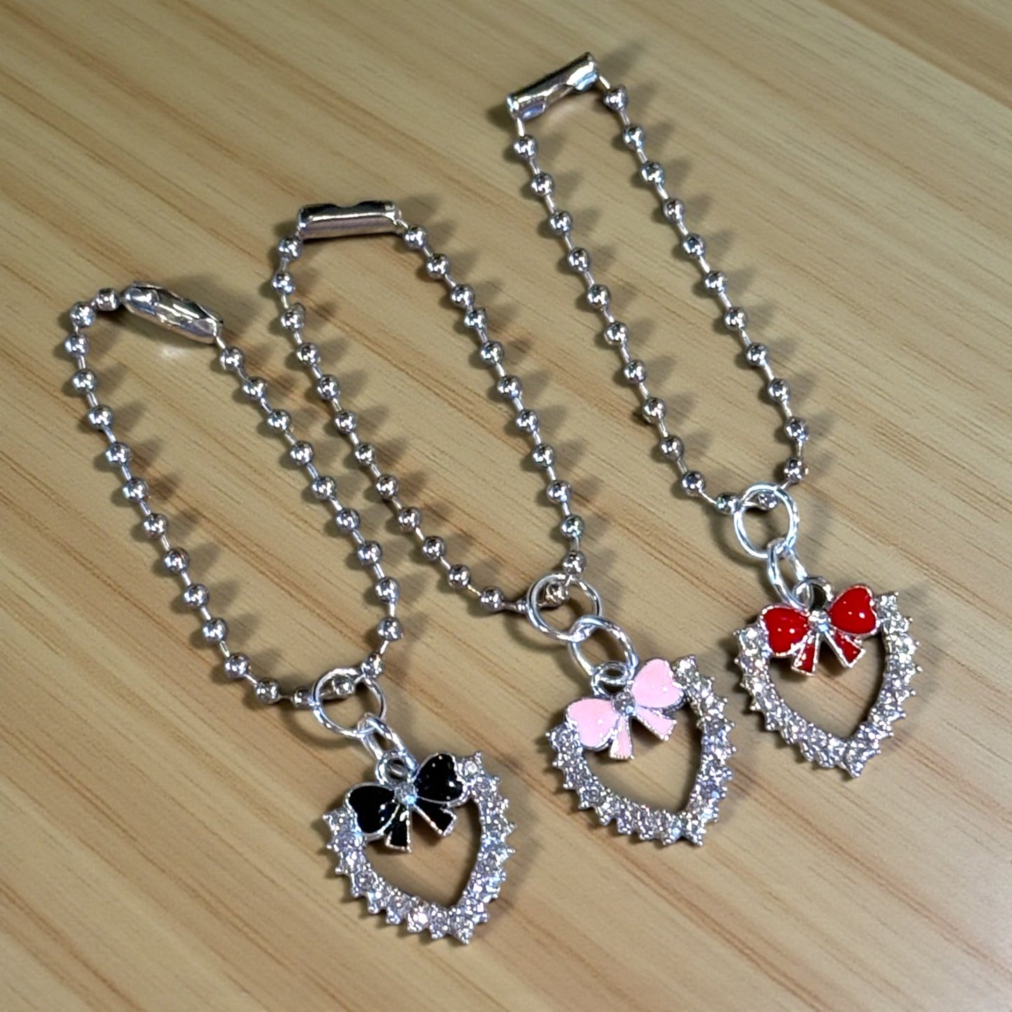 Sparkle Heart Bow Handle Charm