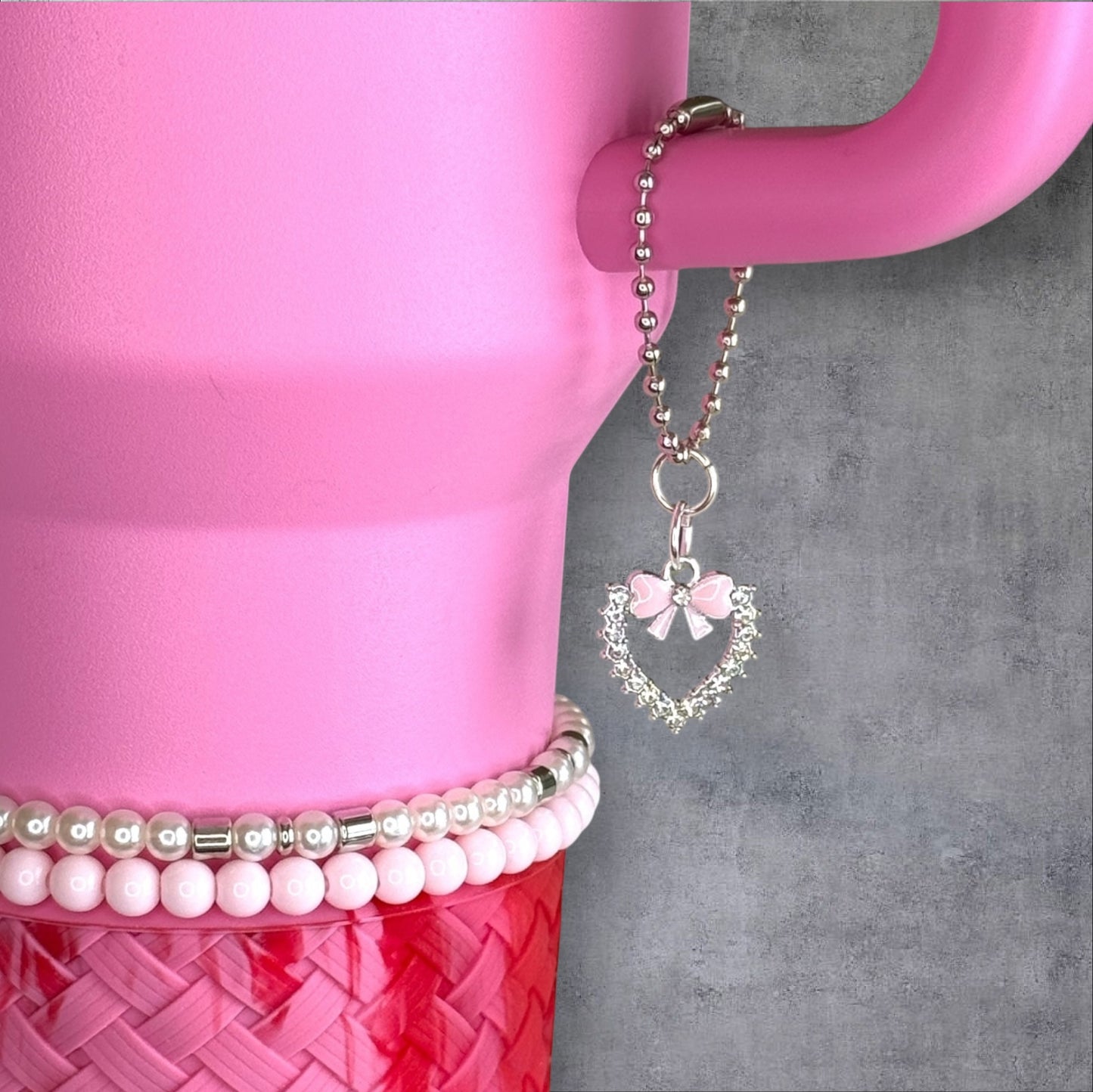 Sparkle Heart Bow Handle Charm