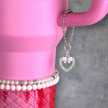 Sparkle Heart Bow Handle Charm