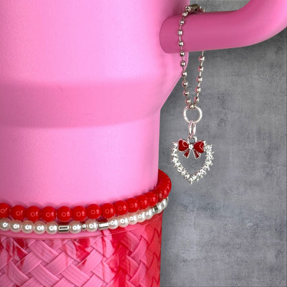 Sparkle Heart Bow Handle Charm