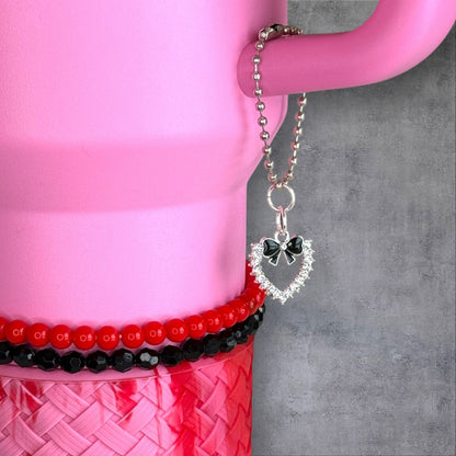 Sparkle Heart Bow Handle Charm