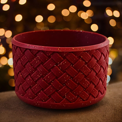 Basketweave Maroon & Gold Glitter Boot