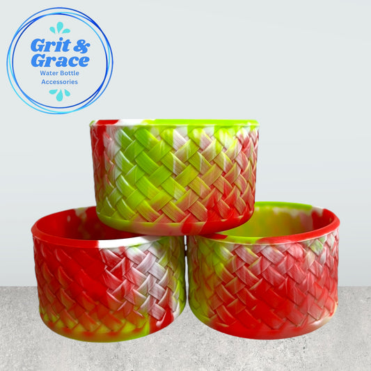 Basketweave Holiday Lime & Red Boot