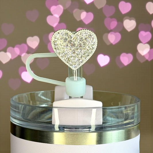 Bling Silver Heart Straw Topper