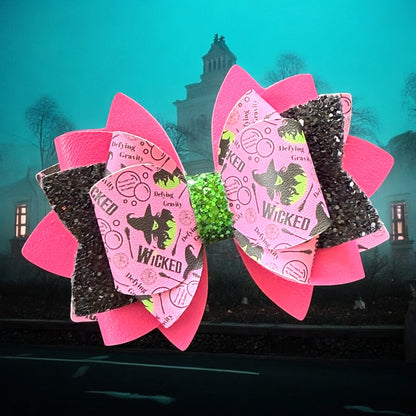 Wicked Pink Print Witch Bow