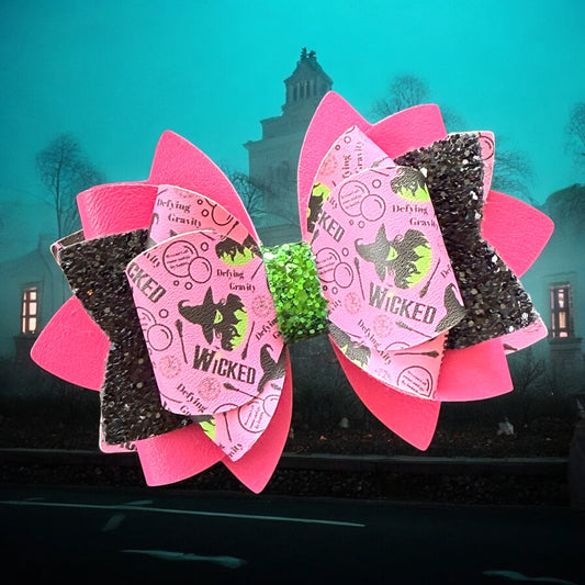 Wicked Pink Print Witch Bow