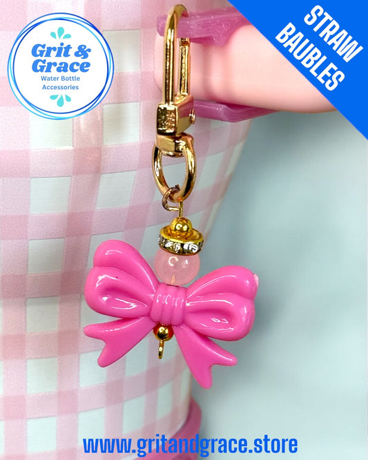 Pink Bow Mini Straw Bauble