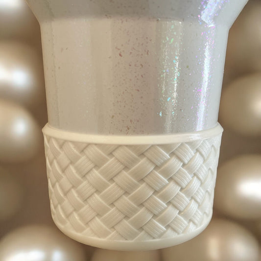 Basketweave Pearlescent Pearl White Boot