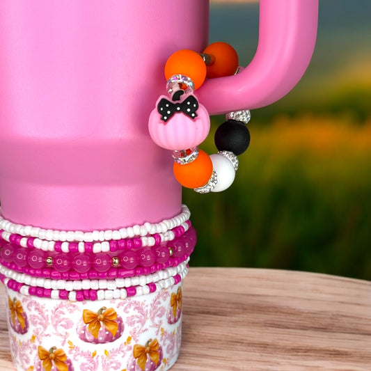 Pink Polka Dot Pumpkin Handle Bracelet