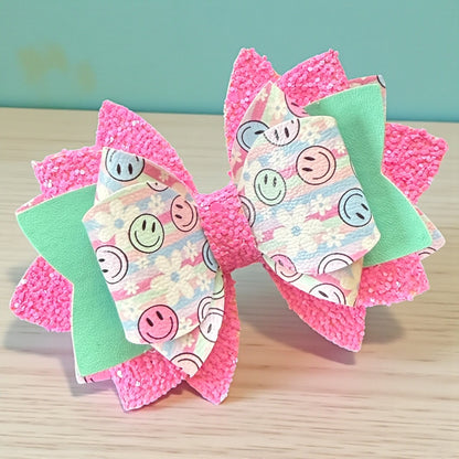 Hot Pink Smiley Bow