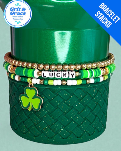 Lucky Shamrock Stretchy Cup Bracelets (Set of 3)