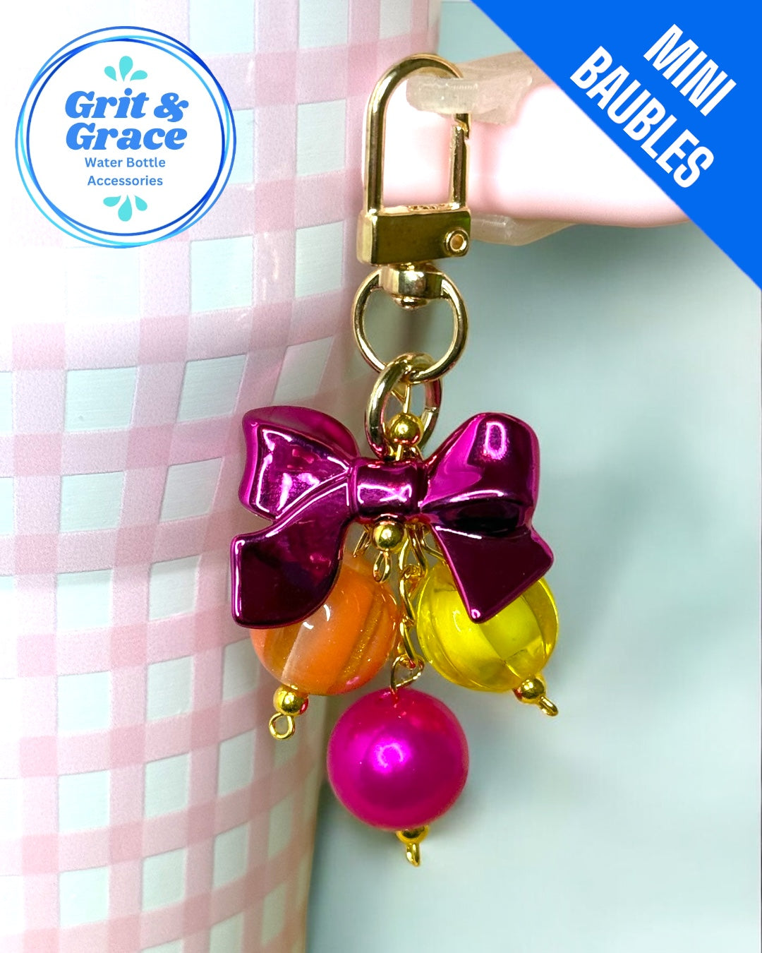 Hot Pink Chrome Mini Straw Bauble