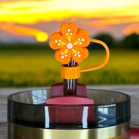 Autumn Flower (Orange) Straw Topper