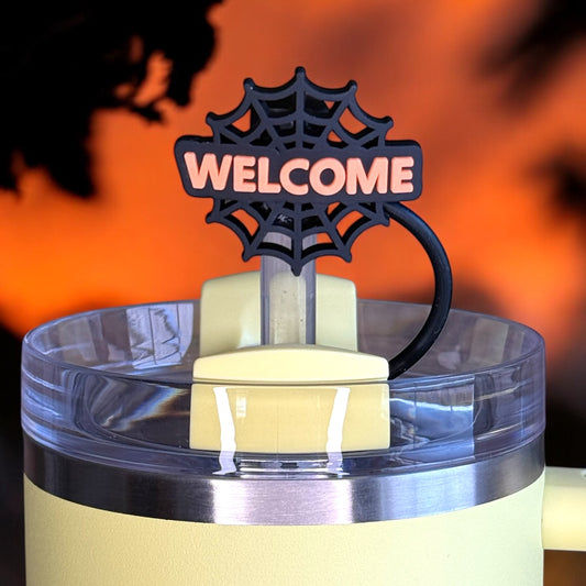 Welcome Halloween- Spider Web Straw Topper