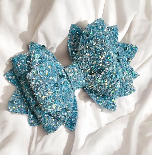 Teal Blue Sequin Bow