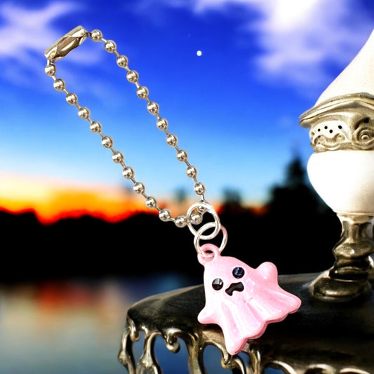 Pink Ghost Bell Charm