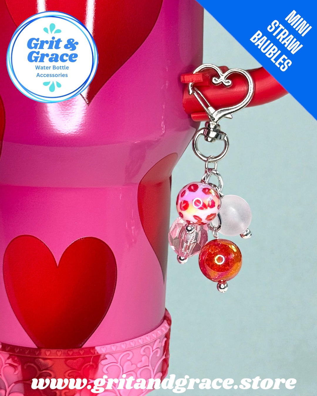 Pink Lips Mini Straw Bauble