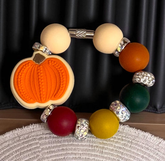 Embroidered Pumpkin (Orange) Handle Bracelet