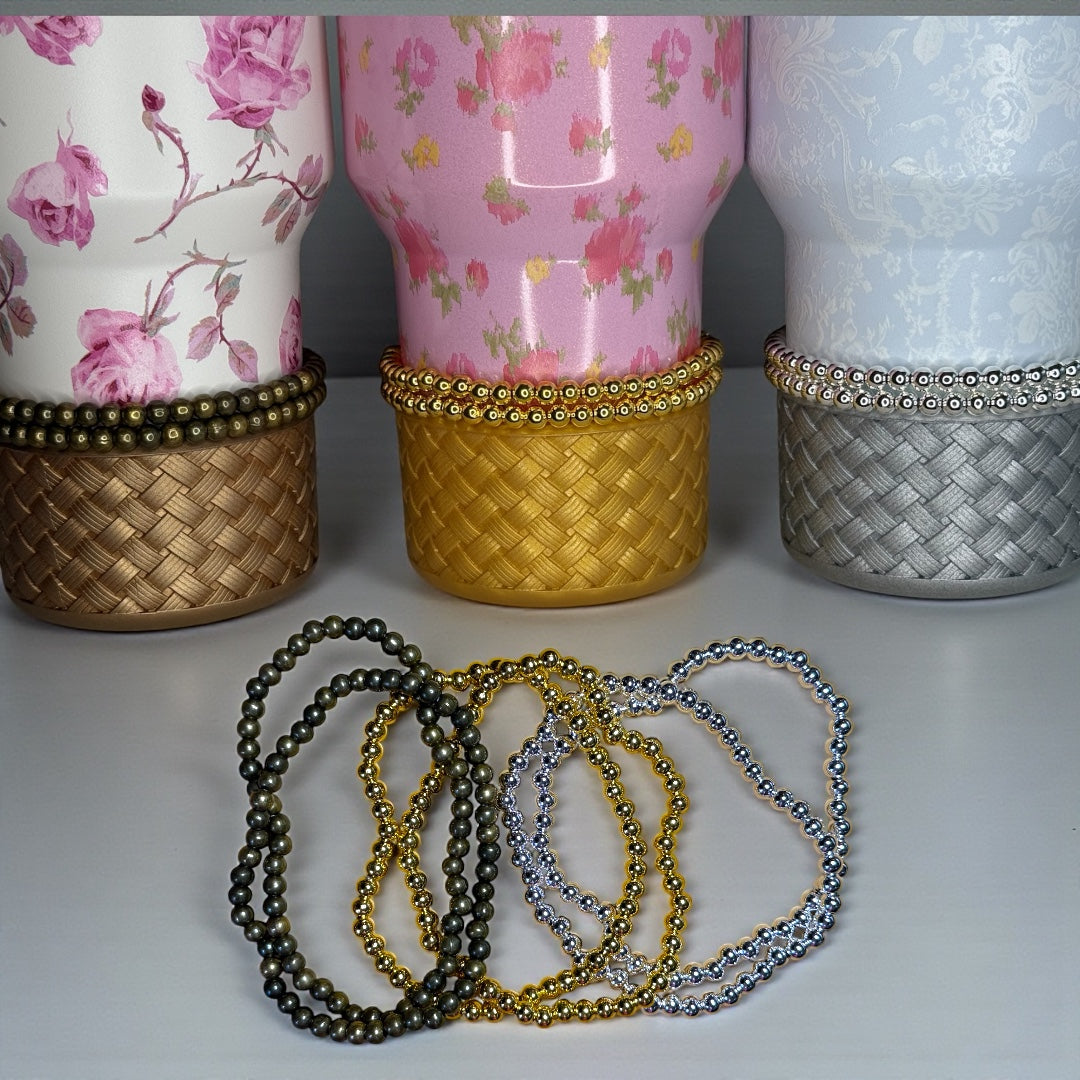 Silver Stretchy Cup Bracelets (Set of 2)