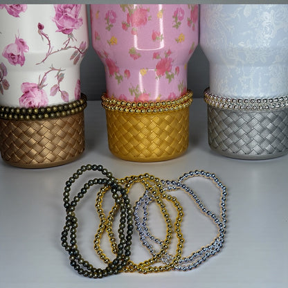 Silver Stretchy Cup Bracelets (Set of 2)