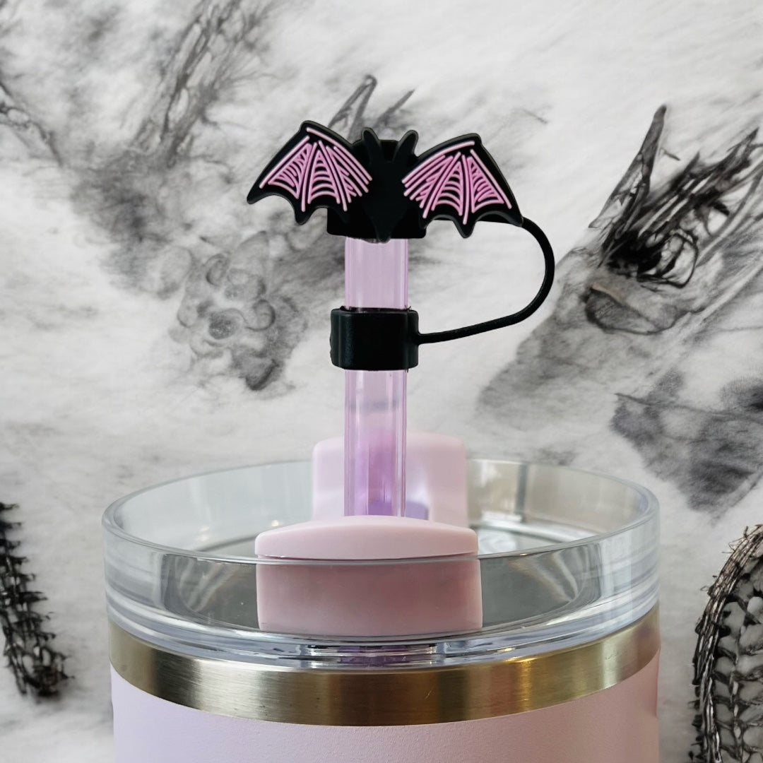 Purple Bat Wings Straw Topper