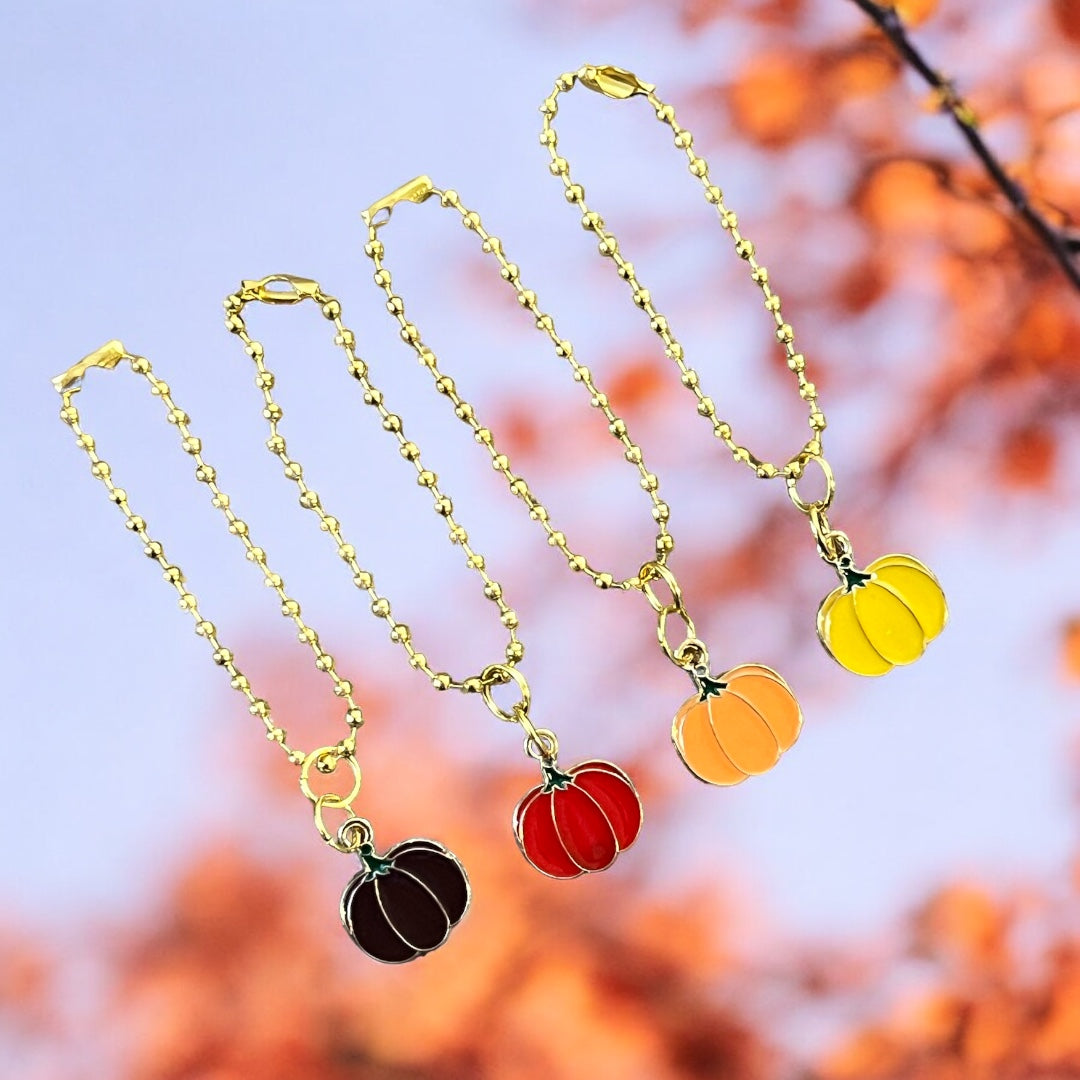 Autumn Pumpkin Enamel Handle Charm