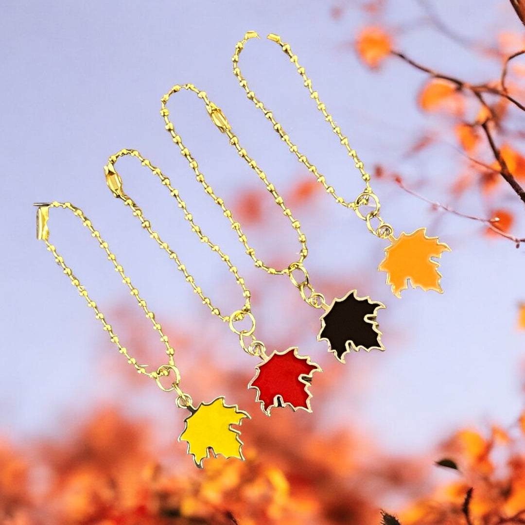 Fall Leaves Enamel Handle Charm