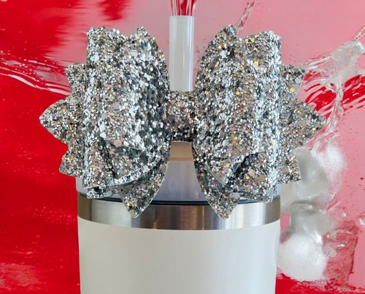 Silver Glitter Bow