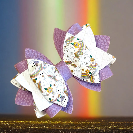 Groovy Rainbow Ghosts Bow