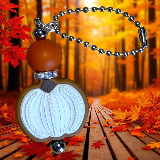 Cream Embroidered Pumpkin Hang Anywhere Charm