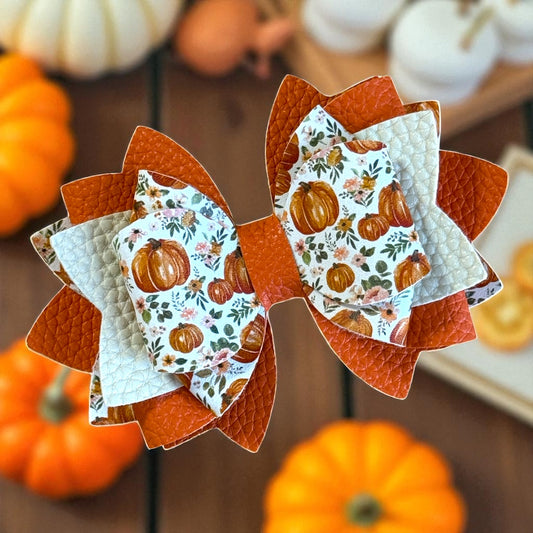 Pumpkin Floral Bow (Cream)