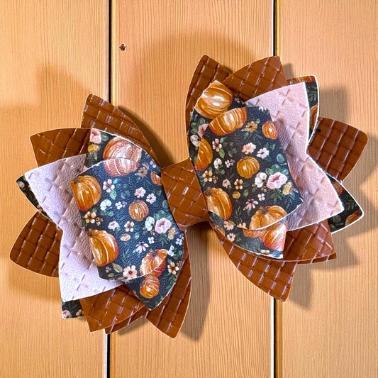 Pumpkin Floral Bow (Sandy Brown)