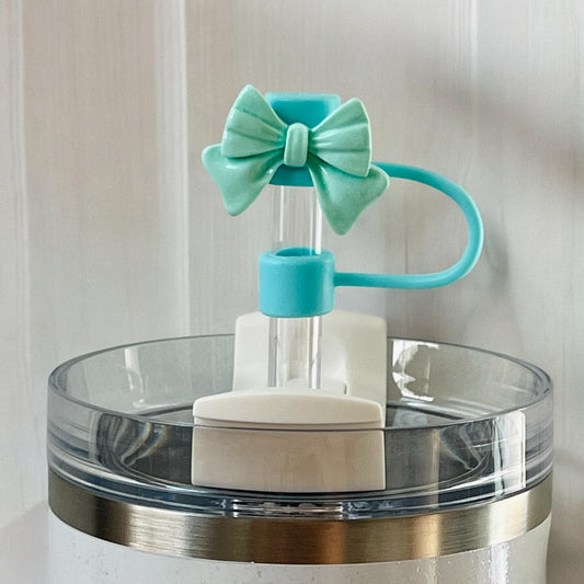 Teal Coquette Straw Topper