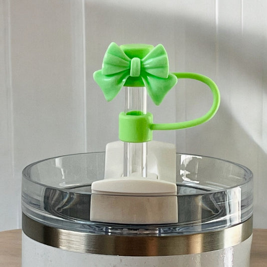 Green Coquette Straw Topper