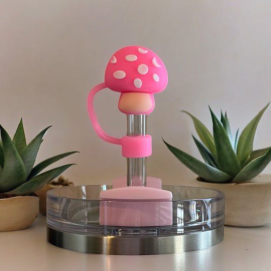 Pink Mushroom Straw Topper