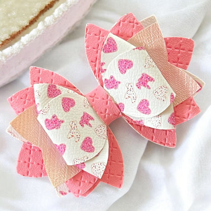 Peach Iced Animal Cookie Bow