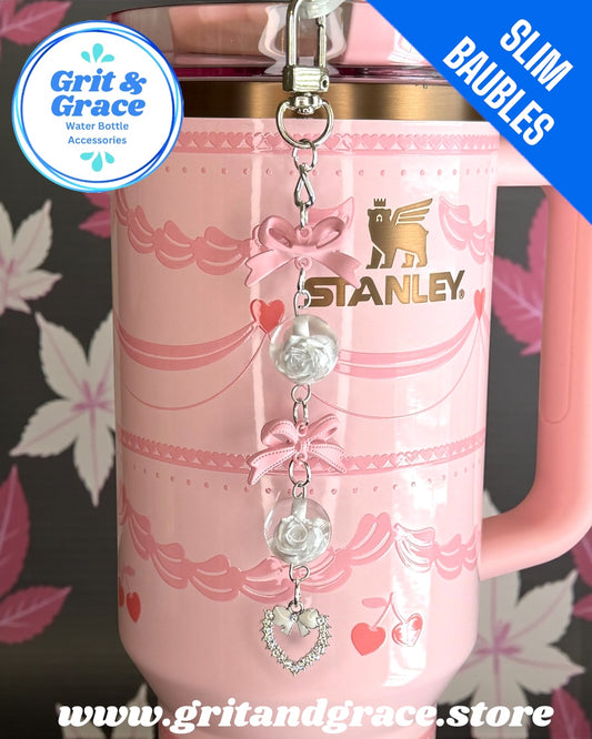 Slim White & Pink Coquette Mini Bauble