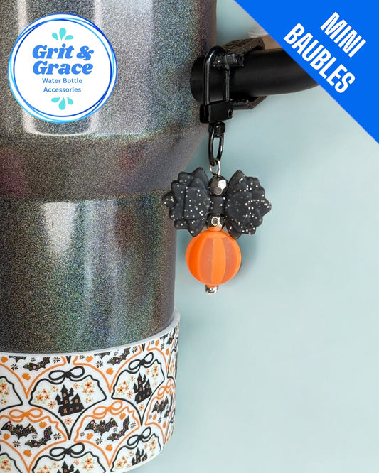 Gracie Mini Bauble - Black & Silver Glitter & Orange