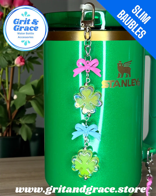 Slim Shamrock & Pink Bow Bauble