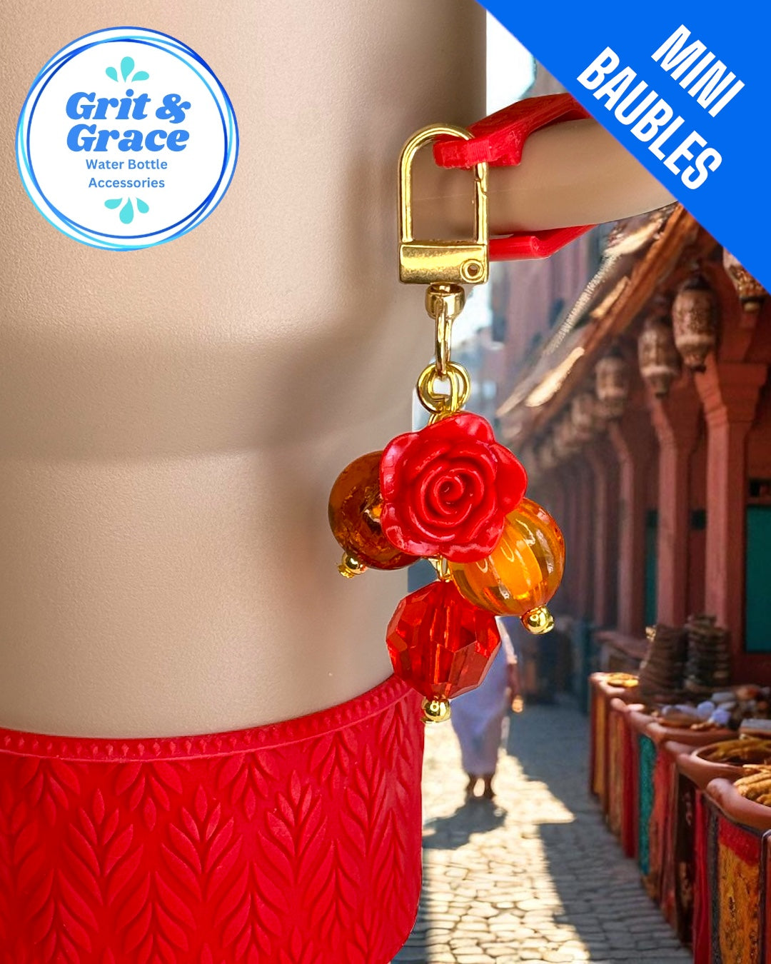 Fall Red Rose Mini Straw Bauble
