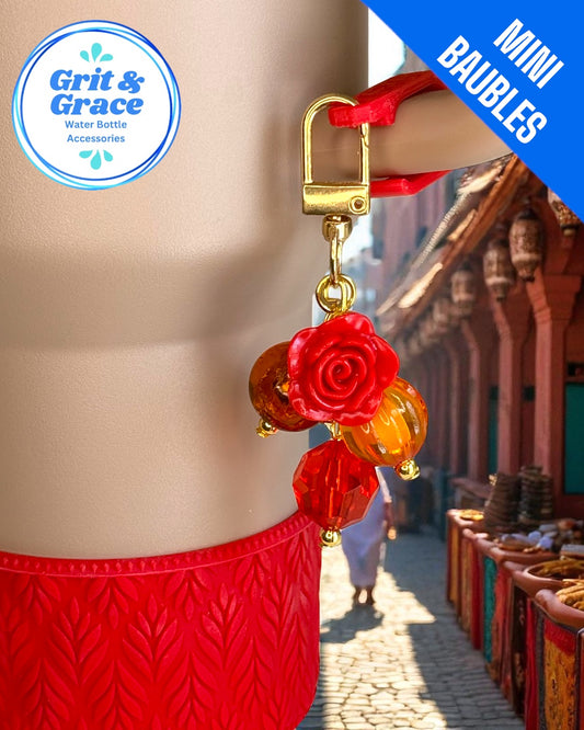 Fall Red Rose Mini Straw Bauble