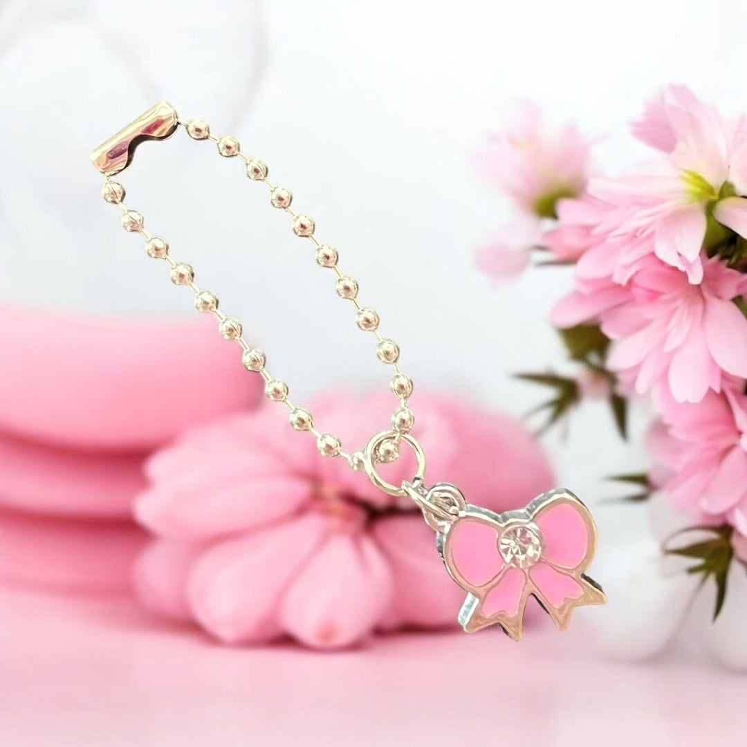 Ballerina Pink BLING Bow Handle Charm